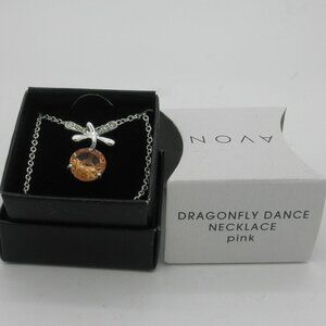 AVON Dragonfly Dance "PINK" looks PALE ORANGE Necklace - color not true see pic